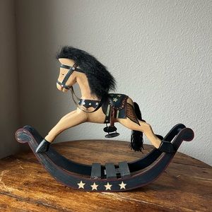 Patriotic theme Rocking Horse Wood Carved by Creative Design Ltd